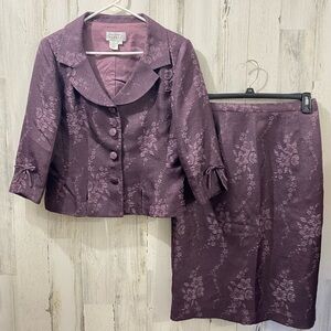 1003 Adrianna Papeli Purple Floral Blazer and Skirt Set